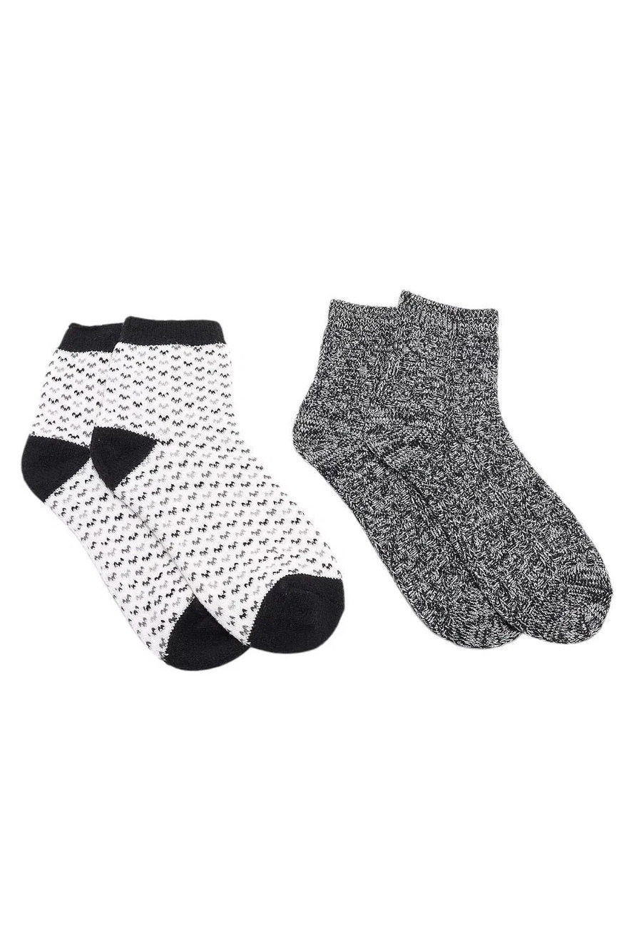 MUK LUKS Women`s 2-Pack Microfiber Quarter Crew Socks Grey